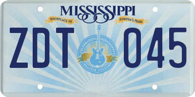 MS license plate ZDT045