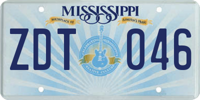MS license plate ZDT046