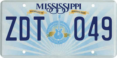 MS license plate ZDT049