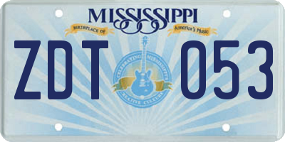 MS license plate ZDT053