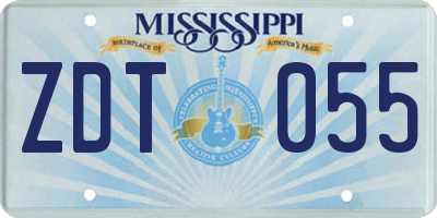 MS license plate ZDT055