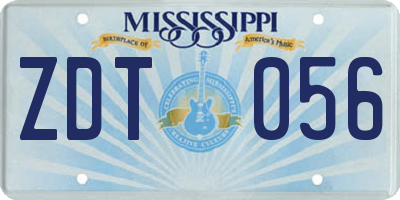MS license plate ZDT056