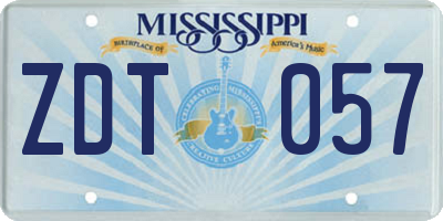 MS license plate ZDT057