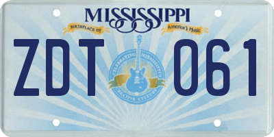 MS license plate ZDT061