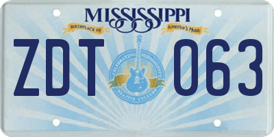 MS license plate ZDT063