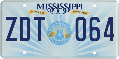 MS license plate ZDT064