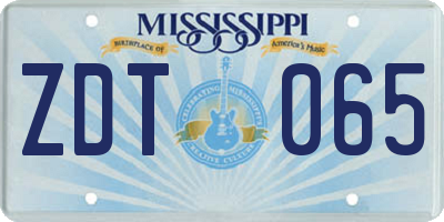 MS license plate ZDT065