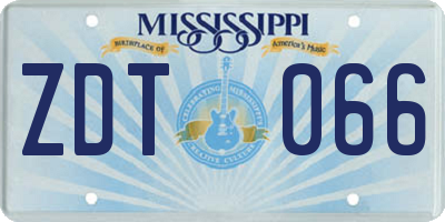 MS license plate ZDT066