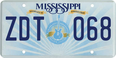 MS license plate ZDT068