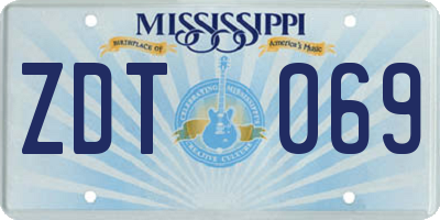 MS license plate ZDT069