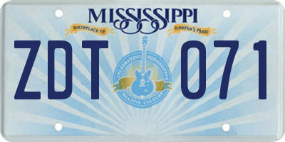 MS license plate ZDT071