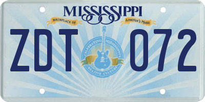 MS license plate ZDT072