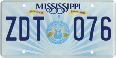 MS license plate ZDT076