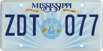 MS license plate ZDT077