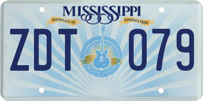 MS license plate ZDT079