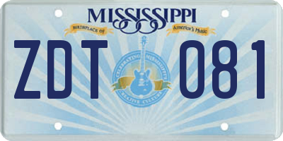 MS license plate ZDT081