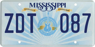 MS license plate ZDT087