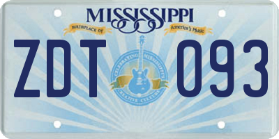 MS license plate ZDT093