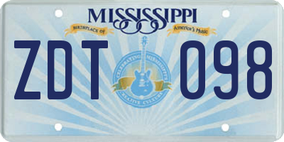 MS license plate ZDT098