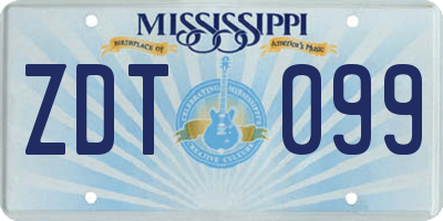 MS license plate ZDT099