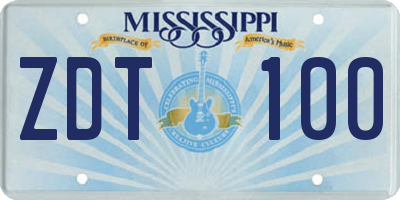 MS license plate ZDT100