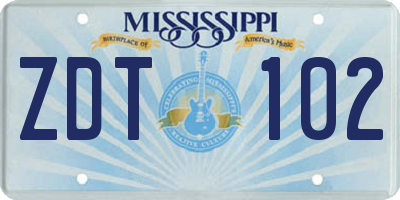 MS license plate ZDT102