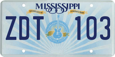 MS license plate ZDT103