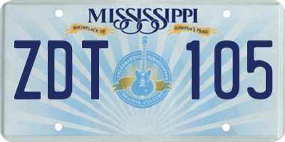 MS license plate ZDT105