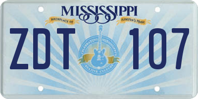 MS license plate ZDT107