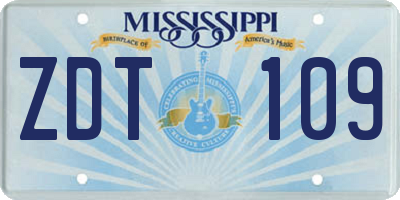 MS license plate ZDT109