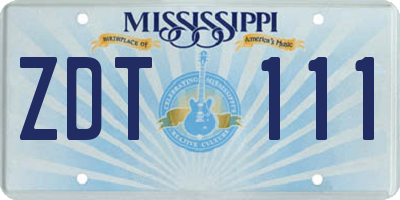 MS license plate ZDT111