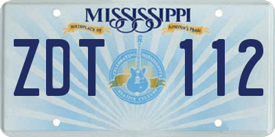 MS license plate ZDT112