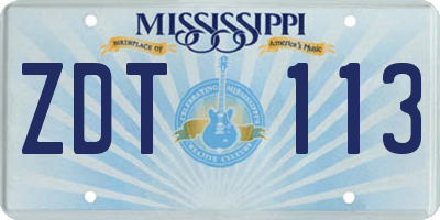 MS license plate ZDT113