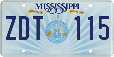 MS license plate ZDT115