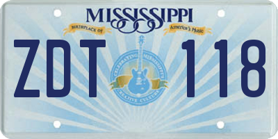 MS license plate ZDT118