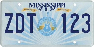 MS license plate ZDT123