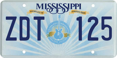 MS license plate ZDT125