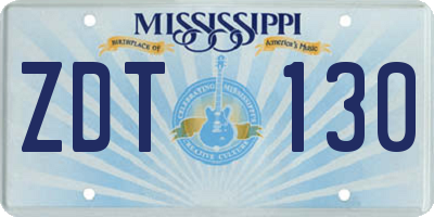 MS license plate ZDT130