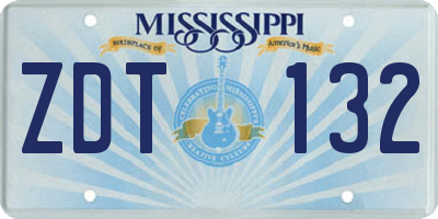 MS license plate ZDT132