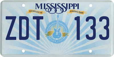 MS license plate ZDT133