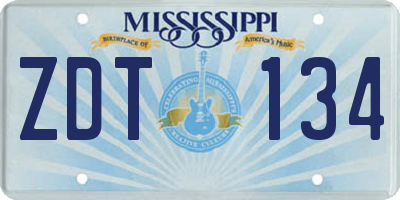 MS license plate ZDT134