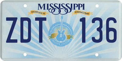 MS license plate ZDT136