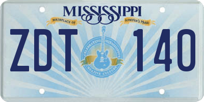 MS license plate ZDT140