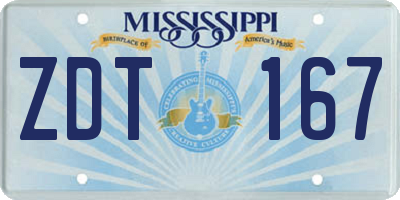 MS license plate ZDT167