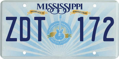 MS license plate ZDT172
