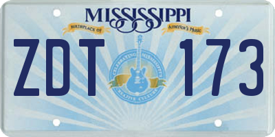MS license plate ZDT173