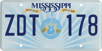 MS license plate ZDT178