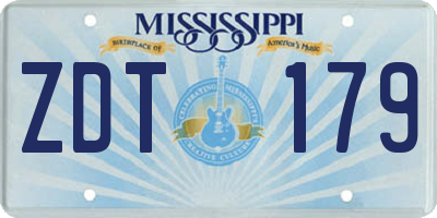 MS license plate ZDT179