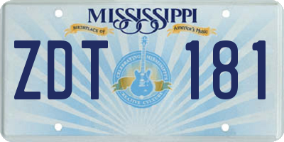 MS license plate ZDT181