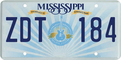 MS license plate ZDT184